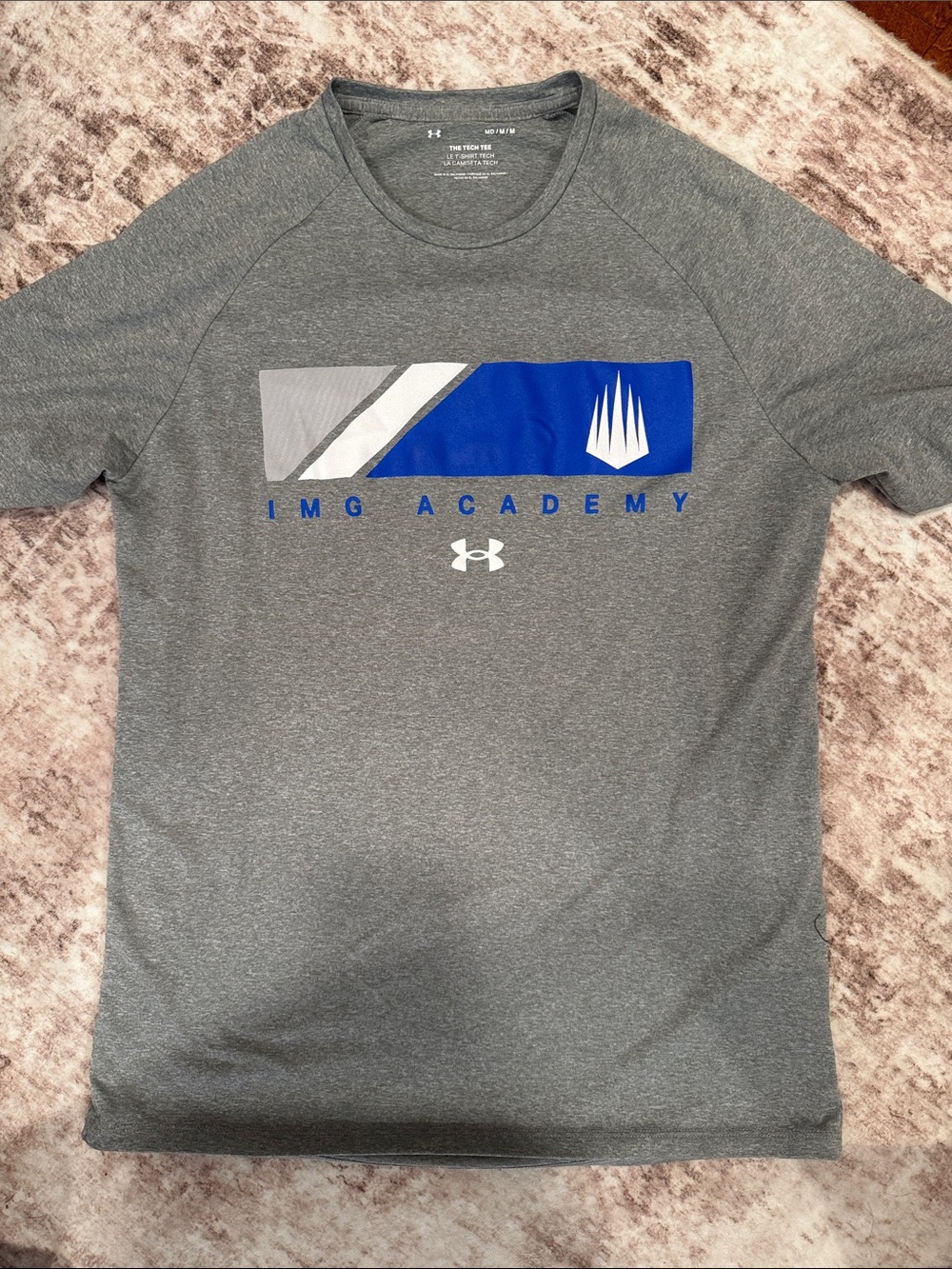 Under Armour Grey IMG Academy Short Sleeve Performance Tee with Blue Accents